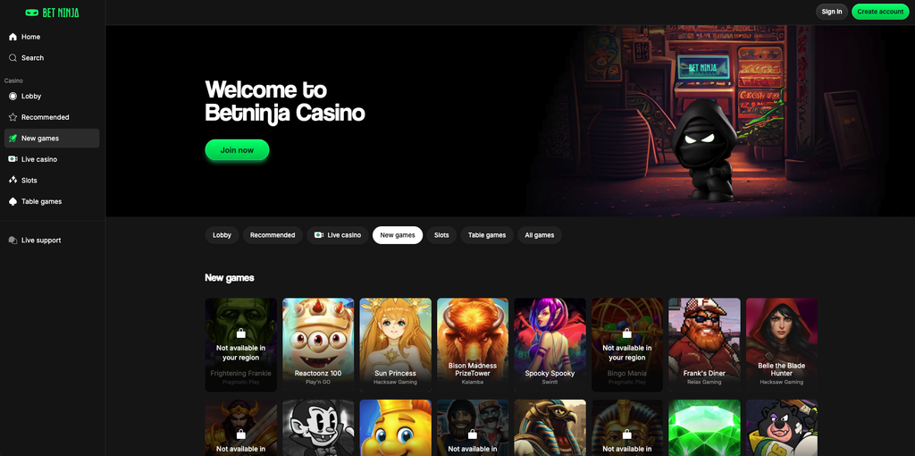 Bet Ninja – Best Credit Card Casino for Bonuses